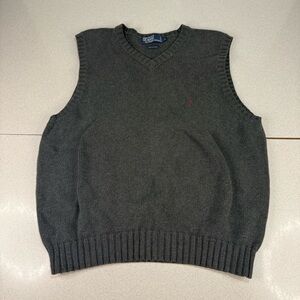 Polo by Ralph Lauren Men’s Dark Gray Cable Knit V-Neck Sweater Vest Size Large